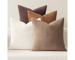 Set van 4 kussenslopen - Gestreepte kussenhoes - Decoratieve sierkussenhoes - Bankkussenhoes - Kusseninzet niet inbegrepen - Geschikt voor banken, slaapkamers, woonkamers, balkons, kinderkamers - Zachte sierkussenhoes - 45x45 cm