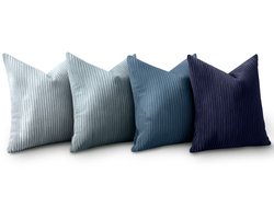 Set van 4 kussenslopen - Gestreepte kussenhoes - Decoratieve sierkussenhoes - Bankkussenhoes - Kusseninzet niet inbegrepen - Geschikt voor banken, slaapkamers, woonkamers, balkons, kinderkamers - Zachte sierkussenhoes - 45x45 cm