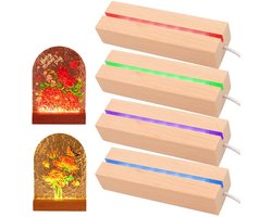 Set van 4 LED Sokkel met USB Schakelaar en 7 Kleuren