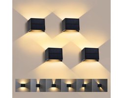 Set Van 4 Led Wandlampen Voor Buiten - Warmwit 3000K - Op En Neer Instelbare Lichtstraal - 240 Graden Stralingshoek - IP65 Waterdichte Buitenlamp Voor Muur Tuin En Omheining [Energieklasse A+++]