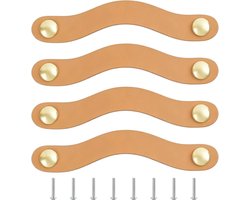 Set van 4 Lederen Meubelgrepen voor Keukenkasten, Deurknoppen en Badkamermeubels - Duurzaam en Stijlvol Design