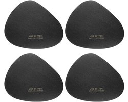 Set van 4 leren onderzetters - onregelmatig zwart - voor salontafel