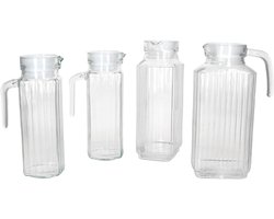 Set van 4 Lima & Lama koelkastkannen 2x 0,95l & 2x 1,8l gemaakt van glas met blauw plastic deksel - 11271 + 78252