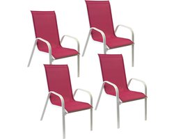 Set van 4 MARBELLA stoelen in roze textilene - wit aluminium