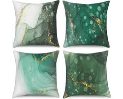 Set van 4 Marmeren Kussenslopen - 40x40 cm, Modern en Kleurrijk voor Bank en Sierkussen