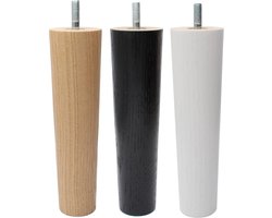 Set van 4 Massief Eikenhouten Meubelpoten met M8 Schroefdraad en Viltglijders
