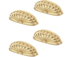 Set van 4 Messing Keuken Kastdeurgrepen - Elegante Gouden Schelp Handgrepen voor Meubels en Laden