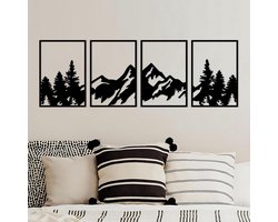 Set van 4 Metalen Berg Wanddecoratie voor Binnen en Buiten