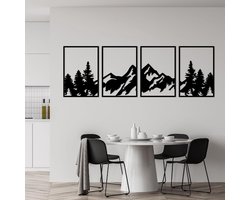 Set van 4 Metalen Berg Wanddecoraties voor Woonkamer en Slaapkamer