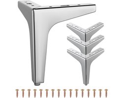 Set van 4 metalen driehoekige meubelpoten, 6 inch 15 cm meubeltafelpoten, poten voor banken en fauteuils, vervangende driehoekige kastpoten voor kast, bank, stoel, salontafel met schroeven