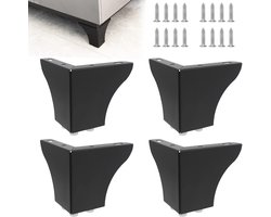 Set van 4 metalen meubelpoten - 10 cm tafelpoten - hoge bankpoten - driehoekige meubelpoten - doe-het-zelf vervanging - geschikt voor kasten, kledingkasten, tv-meubels en lades - zwart