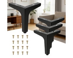 Set van 4 metalen meubelpoten van 10 cm, driehoekige vervangingsvoetjes voor meubels, moderne bankpoten, geschikt voor tafels, stoelen, kasten, dressoirs en banken.