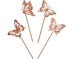 Set van 4 metalen tuinpinnen voor decoratie, geschikt voor alle seizoenen en feesten, duurzame tuinaccessoires