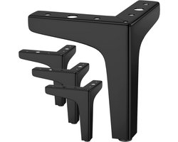 Set van 4 meubelpoten, belastbaar tot 600 kg, moderne metalen driehoekige tafelpoten, haarspeld meubelpoten voor kasten (10 cm) - zwart - 10cm