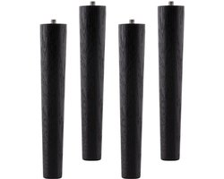 Set van 4 meubelpoten eiken zwart H 200 mm / conisch Ø 35/25 mm met stelschroef M8 van Sotech