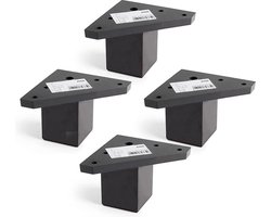 Set van 4 meubelpoten met montageplaat - Meubelverhoger - ABS kunststof - Hoogte: 6 cm - Kleur: zwart - Schroeven niet inbegrepen - REI