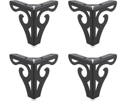 Set van 4 - meubelpoten - Met schroeven - voor keukenkasten, bedden, banken en tv-meubels - metalen poten - zwart - 90*90*100mm - Eenvoudig te installeren metalen meubelbeslag