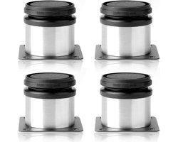 Set van 4 - Meubelpoten - Verstelbaar - Roestvrij staal - Rond - Geschikt voor doe-het-zelfmeubels, banken, tafels, kasten en rekken - 50 x 50 mm