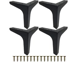 Set van 4 meubelpoten zwart metaal 15 cm - ideaal voor banken, salontafels, kasten en meer - inclusief schroeven