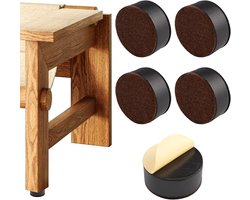 Set van 4 meubelverhogers met viltbescherming - Zwarte ronde verhogers voor meubelpootjes