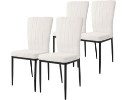 Set van 4 moderne eetkamerstoelen met fluwelen bekleding en metalen poten