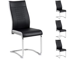 Set van 4 Moderne Eetkamerstoelen met Schommelfunctie in Zwart/Wit Imitatieleer