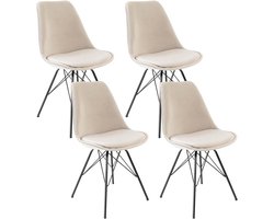 Set van 4 Moderne Eetkamerstoelen met Zachte Fluwelen Bekleding