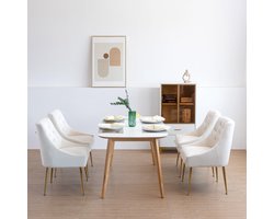 Set van 4 Moderne Eetkamerstoelen – Velours Stoelen – Afgewerkt Met Metalen Poten – Gestoffeerde Stoelen – Zachte Kussens – Grijs – Stevig Metalen Frame – Comfortabele Niet-Draaibare Zit