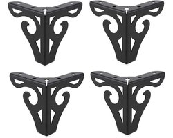 Set van 4 moderne metalen meubelpoten, 4 inch hoog, geschikt voor tafels, kasten, banken en stoelen (zwart)