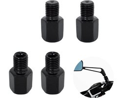 Set van 4 Motorfiets Spiegeladapters M10 voor Achteruitkijkspiegels en Scooter Spiegelbevestiging met Rechts/Links Draad