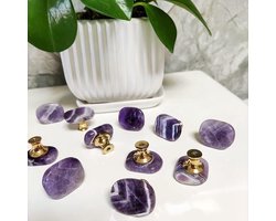 Set van 4 natuurlijke Amethist knoppen, kristallen knoppen handgrepen, kast stenen knoppen trekt, meubelknoppen paarse handgrepen voor dressoir kast meubeldeur DIY met schroeven (Amethist)