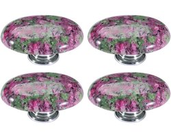 Set van 4 Natuurlijke Kristallen Deurklinken, Vintage Decoratieve Crystal Handgrepen voor Kast, Garderobe en Dressoir (Paars Groen)