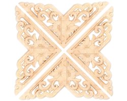 Set van 4 ongeverfde decoratieve hoeksnijstickers, set van rubberen houten stickers voor wanddeur, kast, spiegel, kast, kledingkast, dressoir, schoorsteenmantel, trap, doe-het-zelf project, 5 maten (8