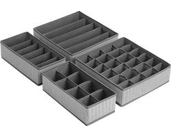 Set van 4 opbergdozen voor ondergoedlade Organizer opvouwbare vouwboxen Stoffenboxen voor sokken en banden fleece -stof in linnen uiterlijk Space Saving Gray