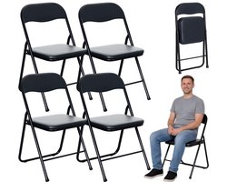 Set van 4 Opklapbare Stoelen – Tuinstoel – Kantoorstoel – Cateringstoel – Zwart