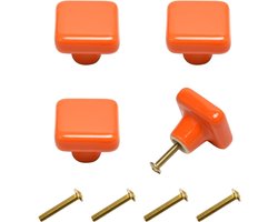 Set van 4 Oranje Keramische Knoppen voor Moderne Lades, Kasten en Deuren - Ideaal voor Keuken, Slaapkamer en Woonkamer