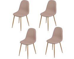 SET VAN 4 "OSLO" STOELEN IN TAUPE STOF MET METALEN POTEN IN HOUTLOOK