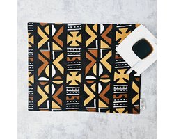 Set van 4 Placemats voor eettafel | 100% Katoen Geweven 42x32cm | ''Mudcloth'' geïnspireerde Wasbare Boho Stoffen Placemats