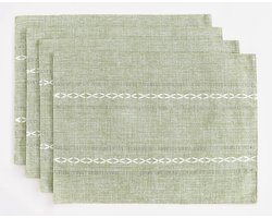 Set van 4 Placemats - Wasbare Tafelmatten 30 x 45 cm - Grijze Stoffen Placemats voor Eettafel - Bohemian Design Tafeldecoratie - Machinewasbaar & Duurzaam - Antraciet Grijs