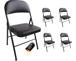 Set van 4 praktische klapstoelen - 130 kg belastbaar, inklapbaar, zwart, voor evenementen en gasten