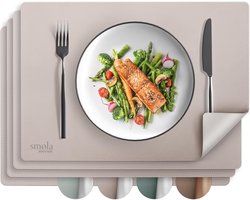Set van 4 PU-leer Placemats Dubbelzijdig en Afwasbaar voor Eettafel