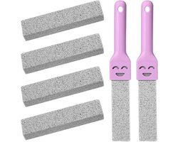 Set van 4 Pumice stenen voor toiletreiniging - 26,5 cm lange reinigingsstenen met 2 roze handvatten voor toiletten, kookplaten, zwembaden, barbecues en badkuipen