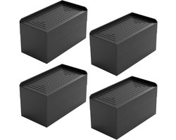 Set van 4 Rechthoekige Meubelverhogers - 7,5 cm Hoogte Verstelbaar voor Bed, Bank en Kast (Zwart)