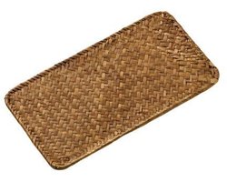 Set van 4 - Rechthoekige placemats van rotan - Placemats van natuurlijk zeewier - 14 x 26 cm