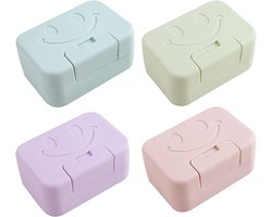 Set van 4 reiszeepbakjes - zeepbakje - zeepbakje douche - zeepdoos - zeepdoosje met deksel - Reiszeepdoosjes - PP-materiaal - 11 × 7,5 × 5 cm