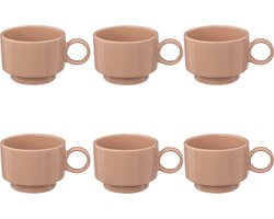 Set van 4 Retro Koffiekopjes 10 cl - Roze - Stoneware - Met Oor - Stijlvol en Praktisch