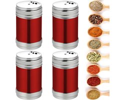 Set van 4 roestvrijstalen kruidenstrooiers, kruidenpotjes, voorraadpotjes, zout- en peperstrooier voor kruiden, specerijen, keuken, koken