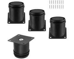 Set Van 4 Roestvrijstalen Meubelpoten 2,4 Inch, Verstelbare Ronde Kastpoten 2 Inch Diameter Keukenpoten, Metalen Vervangende Poten Voor Kast, Bank, Bank, Planken En Tafel (zwart)