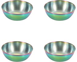 Set van 4 roestvrijstalen sausbakjes voor ketchup, mosterd, chilisaus en saladedressing in (kleur) - Serveerschaaltjes voor kruiden.