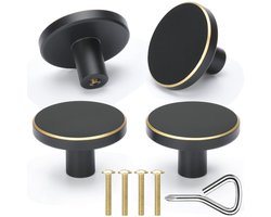 Set van 4 Ronde Meubelhandgrepen in Messing